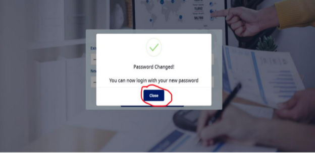 Password Changed success message screenshot