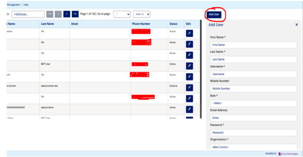 User Management and Add User screenshot