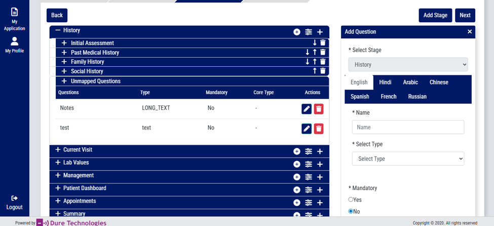 Assign questions to sections screenshot