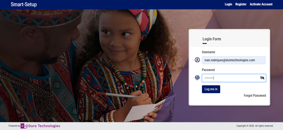 Platform login page screenshot