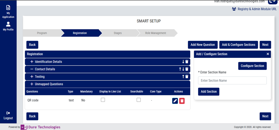 Add and Configure Section screenshot